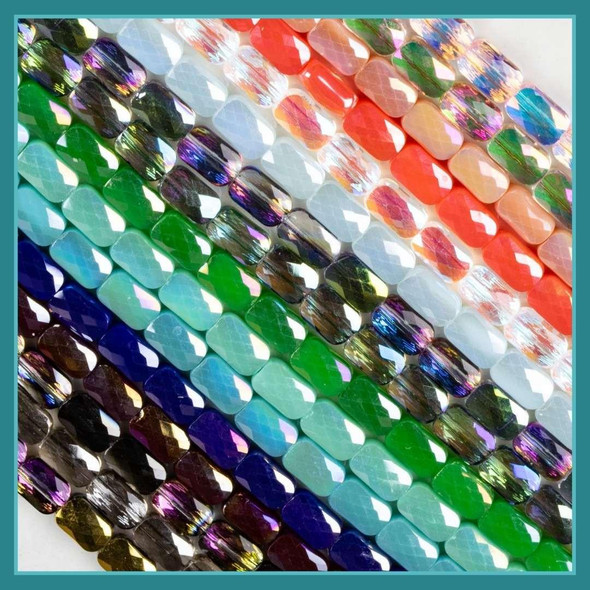 Cherry Tree Beads Crystal Beads - 4x7mm Faceted Rectangle Beads, 8 inch strand 