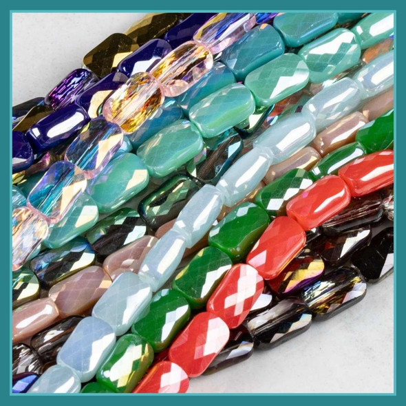 Cherry Tree Beads Crystal Beads - 4x7mm Faceted Rectangle Beads, 8 inch strand 
