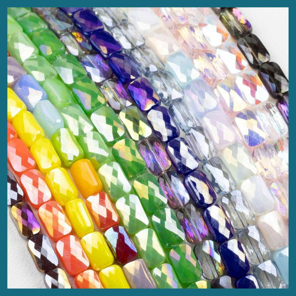 Cherry Tree Beads Crystal Beads - 4x7mm Faceted Rectangle Beads, 8 inch strand 