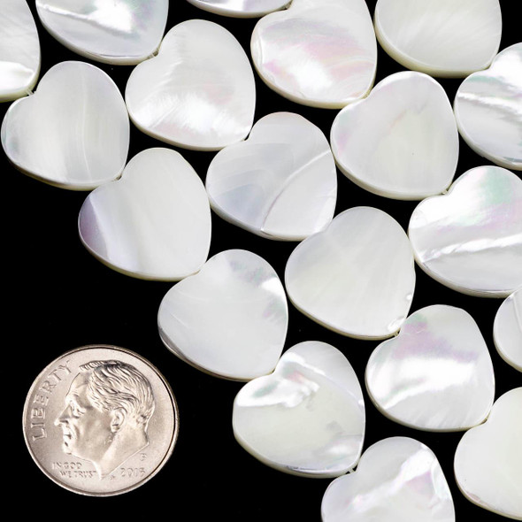 Cherry Tree Beads White Mother of Pearl 15mm Heart Beads 