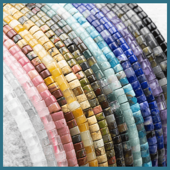 Cherry Tree Beads Natural Gemstone 2x4mm Heishi Beads Group Photo