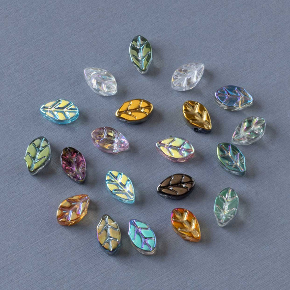 Cherry Tree Beads Glass Beads - 6.5x11mm Top Drilled Leaf Beads, 8 inch strand 