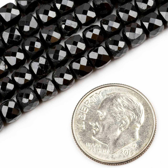 Cherry Tree Beads Black Tourmaline 4mm Faceted Cube Beads - 15 inch strand 