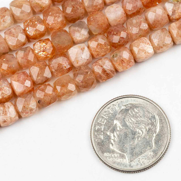 Cherry Tree Beads Sunstone 5mm Faceted Cube Beads - 15 inch strand 