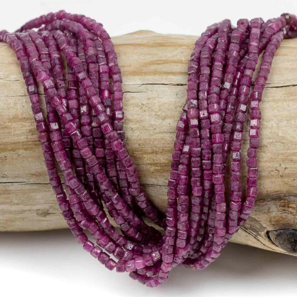Cherry Tree Beads Ruby 2mm Faceted Cube Beads - 15 inch strand 