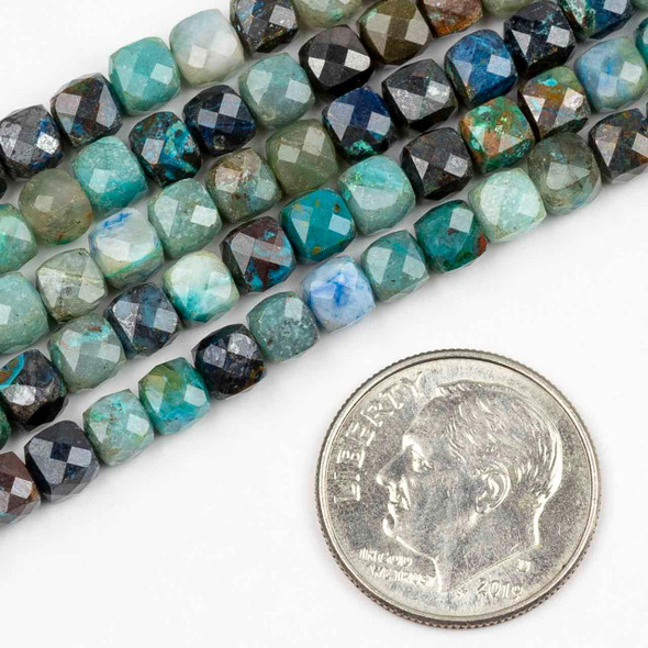 Cherry Tree Beads Chrysocolla 4mm Faceted Cube Beads - 15 inch strand 