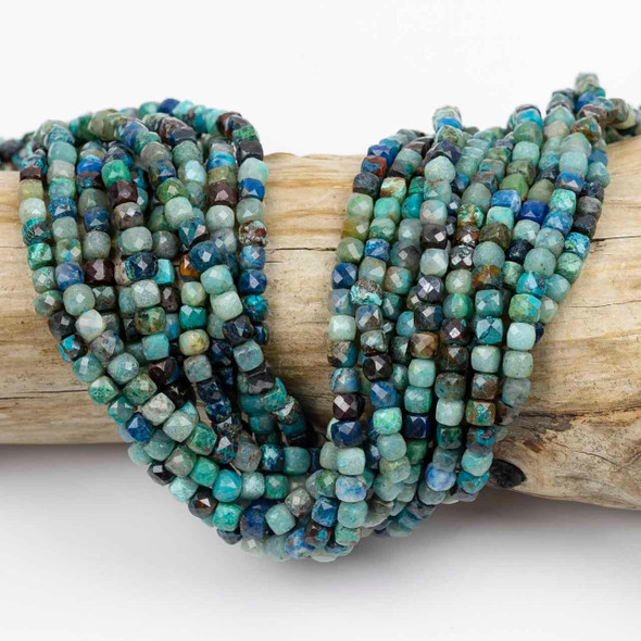 Cherry Tree Beads Chrysocolla 4mm Faceted Cube Beads - 15 inch strand 
