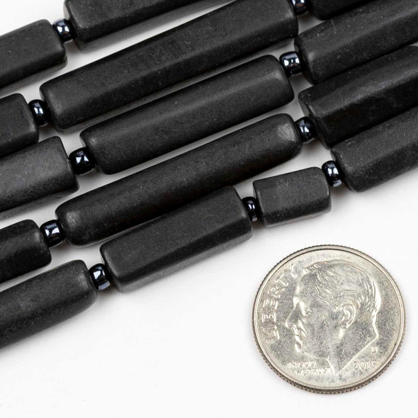 Cherry Tree Beads Shungite 6x11-6x30mm Irregular Square Tube Beads - 15 inch strand 