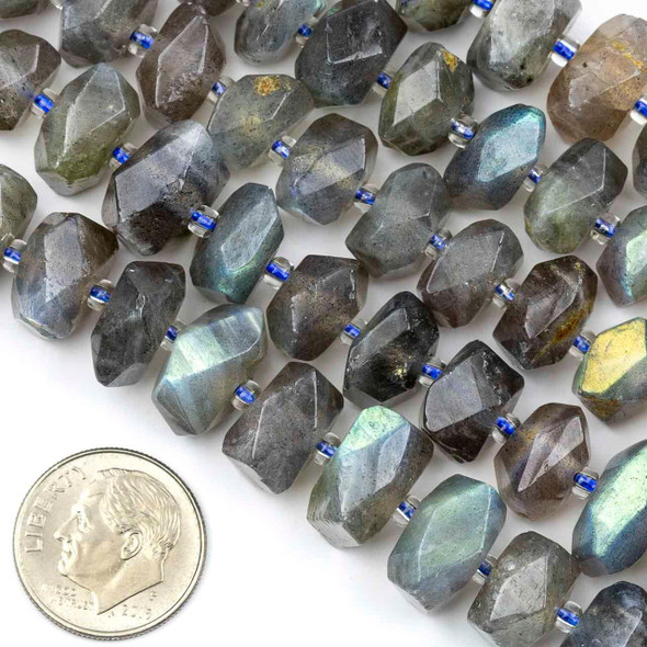 Cherry Tree Beads Blue Labradorite Grade A approx. 6x13mm Faceted Irregular Heishi Beads - 7.5 inch strand 