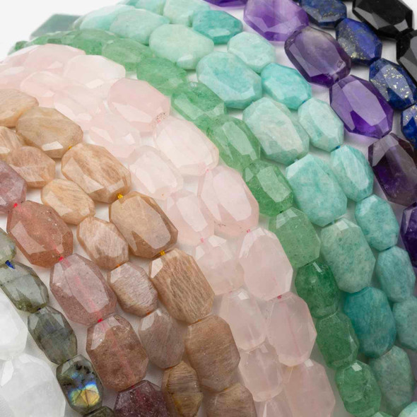 Cherry Tree Beads Gemstone Faceted Rectangular Slab Beads - 8 inch strand 