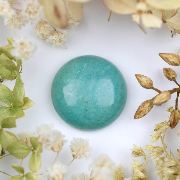 Cherry Tree Beads Russian Amazonite 20mm Coin Button Cabochon - 1 per bag 