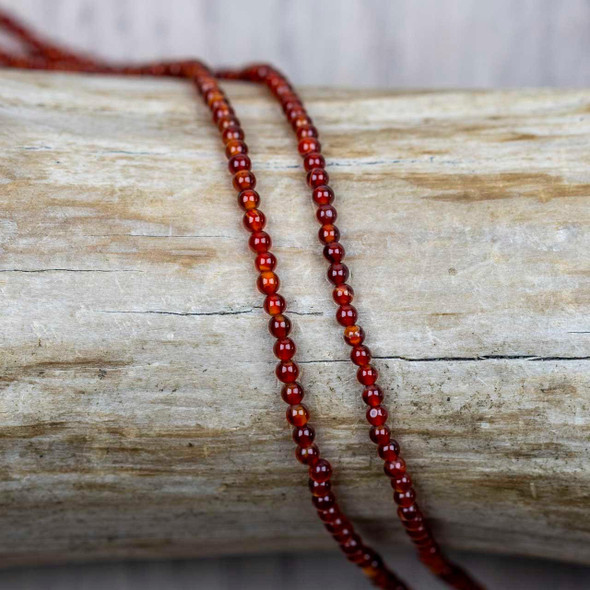 Cherry Tree Beads BOGO Red Agate 2mm Round Beads - 15 inch strand 