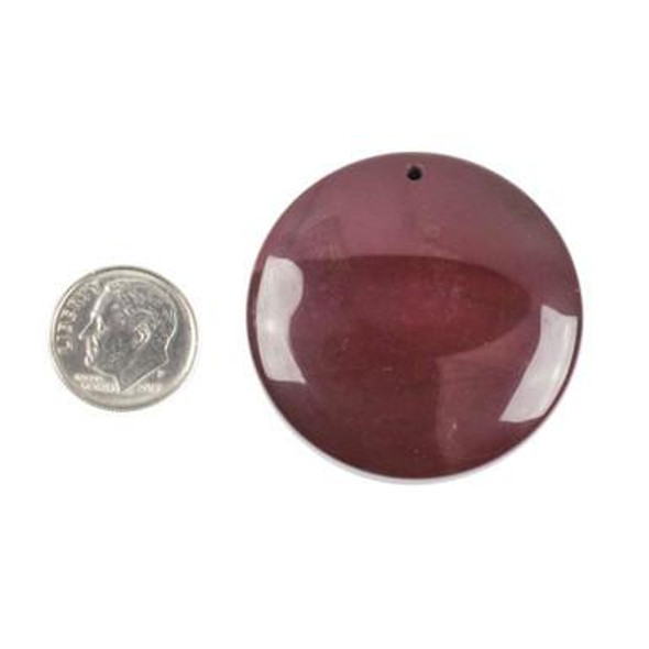 Cherry Tree Beads Gemstone 40mm Top Front to Back Drilled Coin Pendant with a Flat Back - 1 per bag 