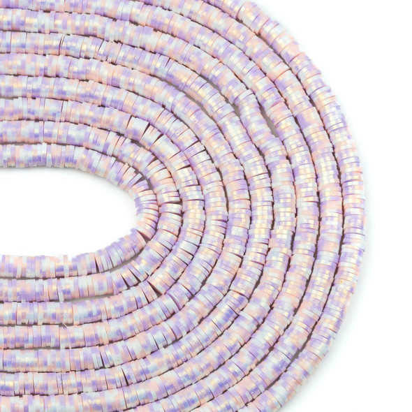 Cherry Tree Beads Polymer Clay 1x6mm Heishi Beads - Summer Lilac & Rose Pixel Mix #EF33, 16 inch strand 