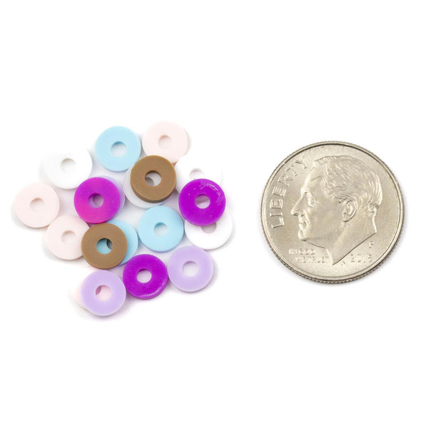 Cherry Tree Beads Polymer Clay 1x6mm Heishi Beads - Boho Violet Mix #EF47, 16 inch strand 