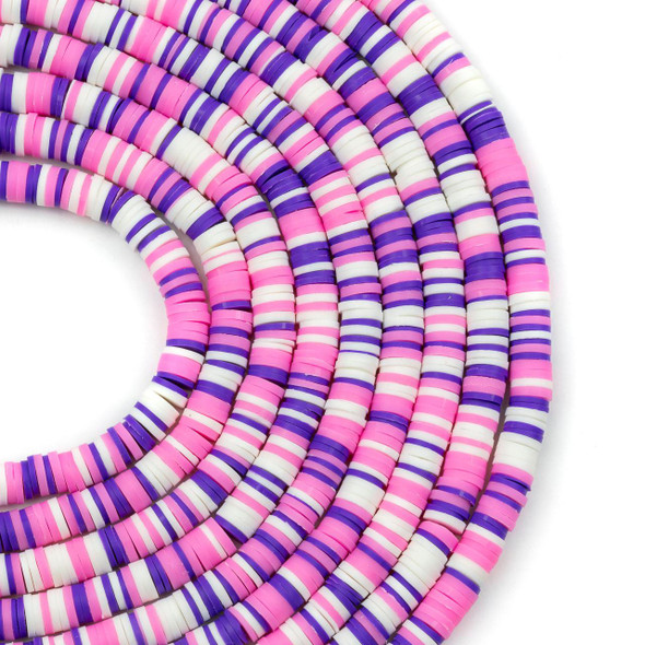Cherry Tree Beads Polymer Clay 1x6mm Heishi Beads - Pansy Mix #EF90, 16 inch strand 