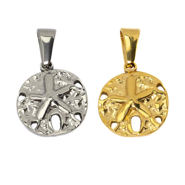 Cherry Tree Beads 304 Stainless Steel 15.5mm Sand Dollar Charms - 2 per bag 