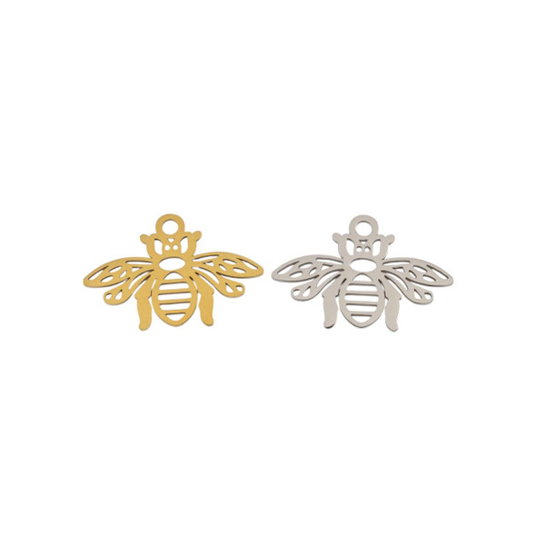 Cherry Tree Beads 304 Stainless Steel 15x22mm Honey Bee Charms - 2 per bag 