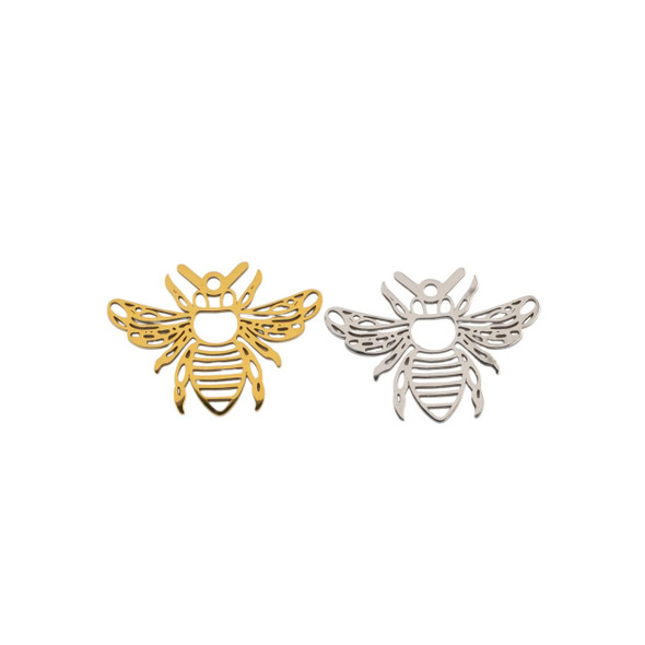 Cherry Tree Beads 304 Stainless Steel 15x20mm Bee Charms - 2 per bag 