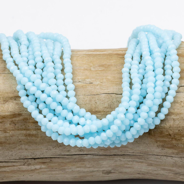 Cherry Tree Beads Crystal Beads - approx. 2x2.5mm Opaque Baby Blue Faceted Rondelles, 15 inch strand 