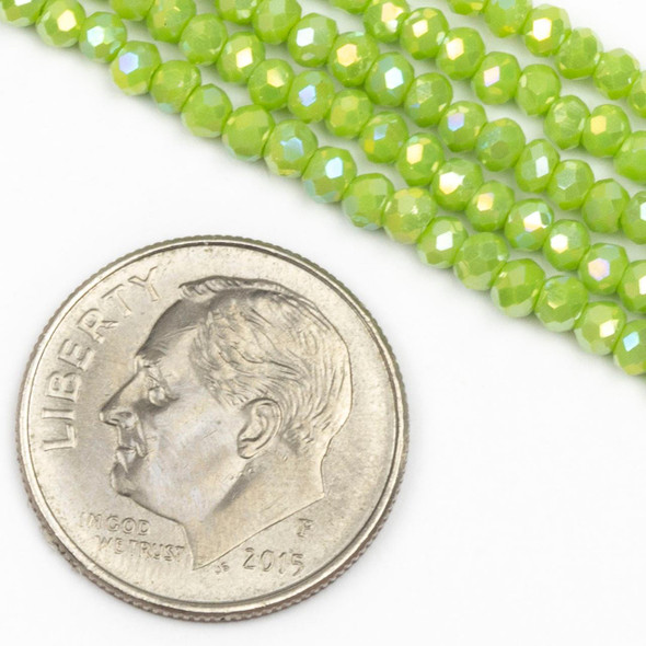 Cherry Tree Beads Crystal Beads - approx. 2x2.5mm Opaque Pear Green Faceted Rondelles with AB finish, 15 inch strand 