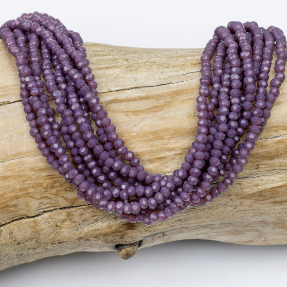 Cherry Tree Beads Crystal Beads - approx. 2x2.5mm Opaque Thistle Purple Faceted Rondelles, 15 inch strand 