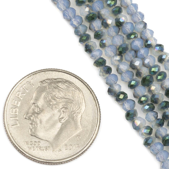 Cherry Tree Beads Crystal Beads - approx. 2x2.5mm Opaque Fairy Garden Light Blue and Green Faceted Rondelles, 15 inch strand 