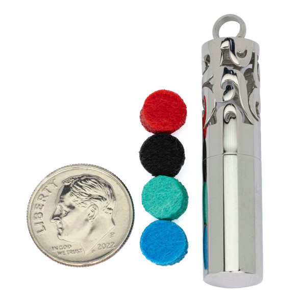 Cherry Tree Beads 304 Stainless Steel 10x46mm Aromatherapy Bottle - Swirl Design - Tube #02 - 1 per bag 