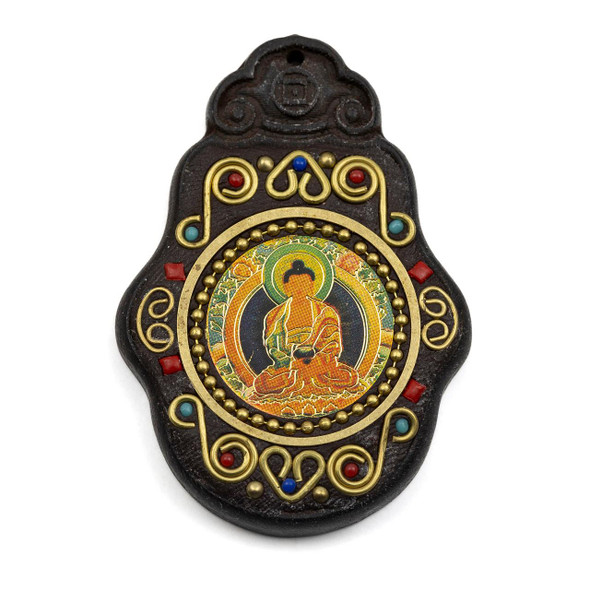 Cherry Tree Beads Tibetan Brass 38x54mm Shakyamuni Buddha Front to Back Top Drilled Pendant - 1 per bag 