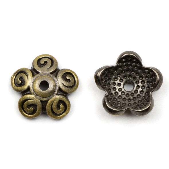 Cherry Tree Beads Brass 3.5x11mm Blooming Flower Bead Caps - 12 per bag 
