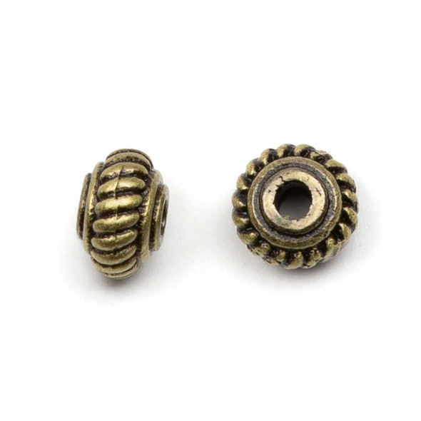Cherry Tree Beads Brass 3x4.5mm Rope-Detailed Spacer Beads - 24 per bag 