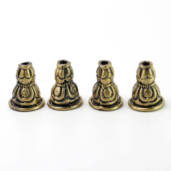 Cherry Tree Beads Brass 7.5x10mm Ornate Bead Caps - 4 per bag 
