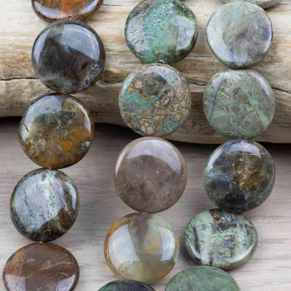 Cherry Tree Beads Special Gems - Snakeskin Jasper 25mm Coin Beads - 16 inch strand 