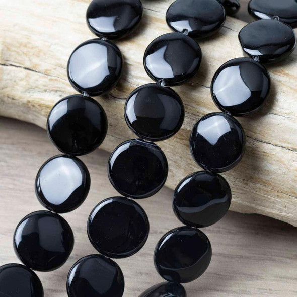 Cherry Tree Beads Special Gems - Onyx 16mm Coin Beads - 16 inch strand 