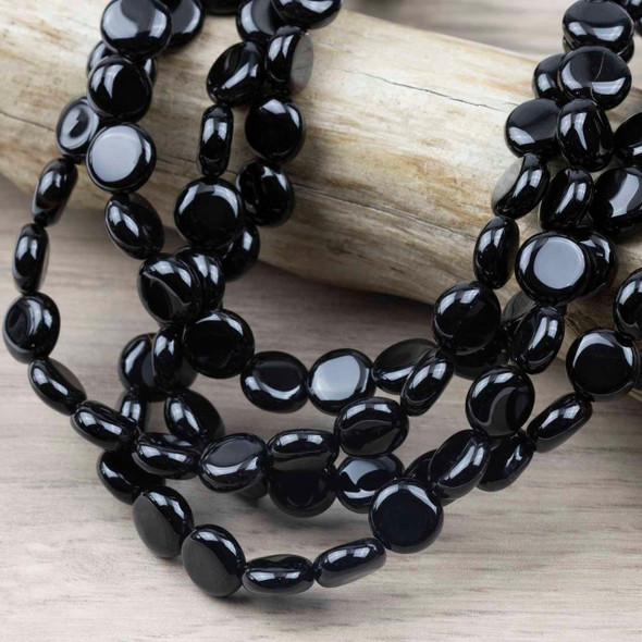 Cherry Tree Beads Special Gems - Onyx 12mm Coin Beads - 16 inch strand 