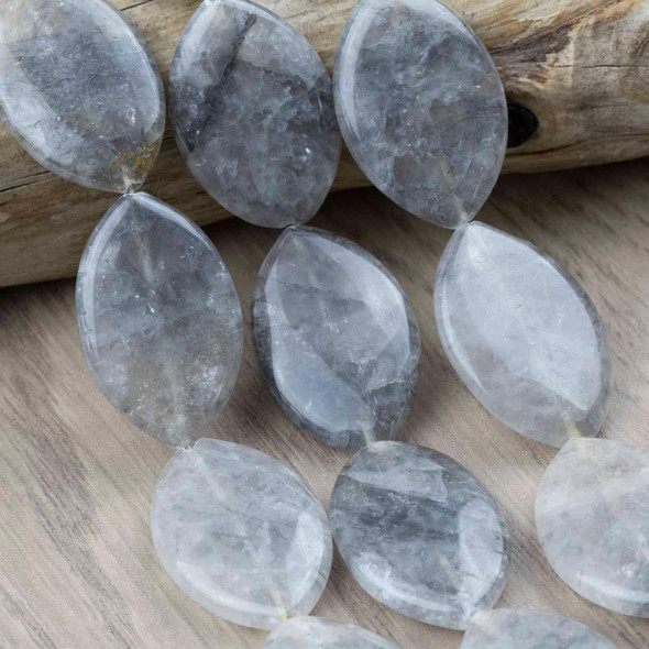 Cherry Tree Beads Special Gems - Tourmalinated Quartz 25x39mm Marquise Beads - 16 inch strand