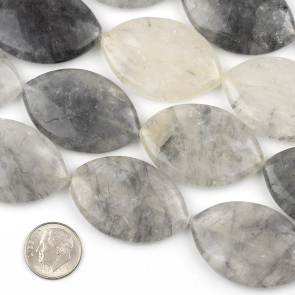 Cherry Tree Beads Special Gems - Tourmalinated Quartz 25x39mm Marquise Beads - 16 inch strand
