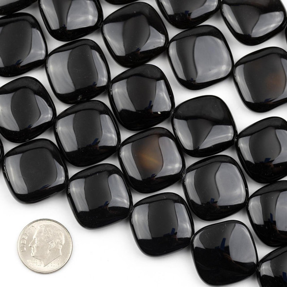 Cherry Tree Beads Special Gems - Onyx 21mm Diagonally Drilled Square Beads - 16 inch strand 