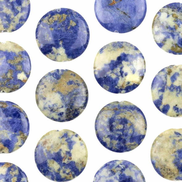 Cherry Tree Beads Special Gems - Sodalite 30mm Coin Focals - 4 per bag 