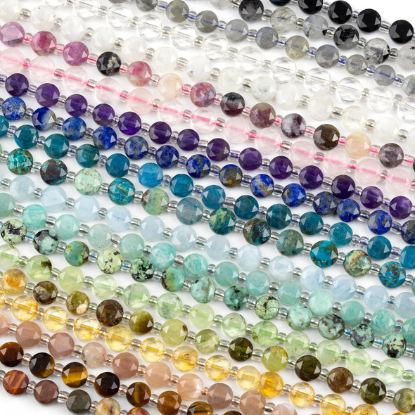 Cherry Tree Beads Natural Gemstone 6mm Faceted Hexagonal Coin Beads 