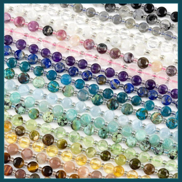 Cherry Tree Beads Natural Gemstone 6mm Faceted Hexagonal Coin Beads 