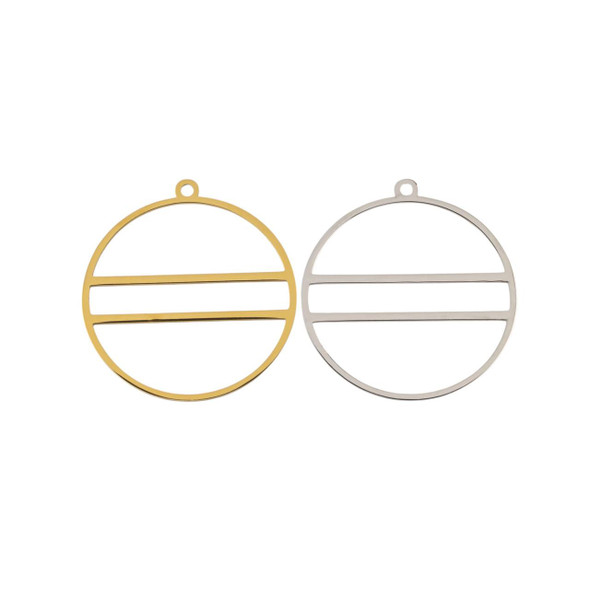 Cherry Tree Beads 304 Stainless Steel 28mm Hoop with Parallel Bars Component - 2 per bag  Cherry Tree Beads 304 Stainless Steel 28mm Hoop with Parallel Bars Component - 2 per bag