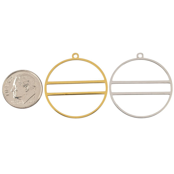 Cherry Tree Beads 304 Stainless Steel 28mm Hoop with Parallel Bars Component - 2 per bag  Cherry Tree Beads 304 Stainless Steel 28mm Hoop with Parallel Bars Component - 2 per bag