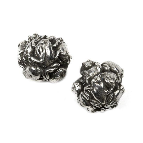 Cherry Tree Beads Green Girl Studios Pewter 16x17mm Ball o' Frogs Bead - 1 per bag 