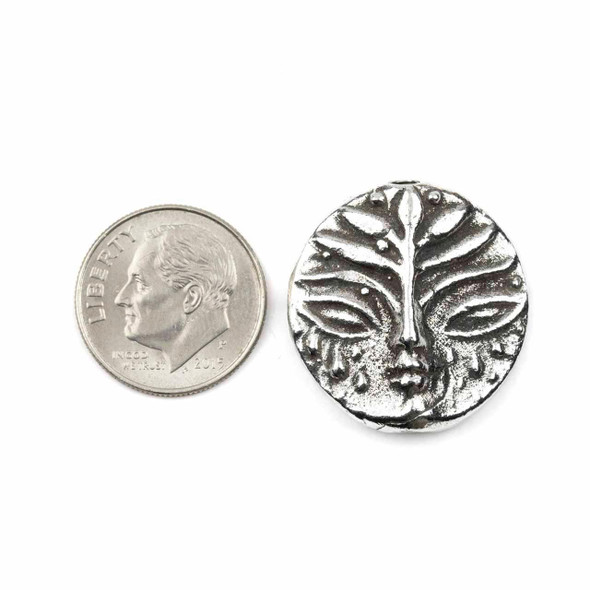 Cherry Tree Beads Green Girl Studios Pewter 22x23mm Flower Face Bead - 1 per bag 