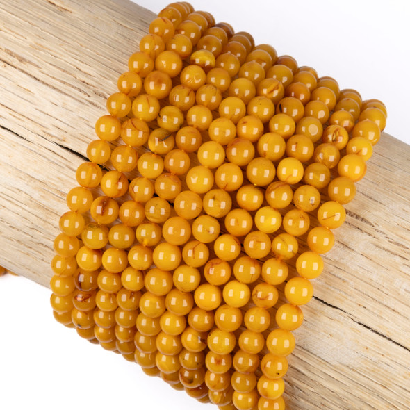 Cherry Tree Beads Golden Yellow Amber 6mm Round Beads - 15 inch strand