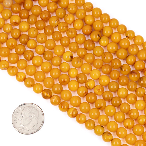 Cherry Tree Beads Golden Yellow Amber 6mm Round Beads - 15 inch strand