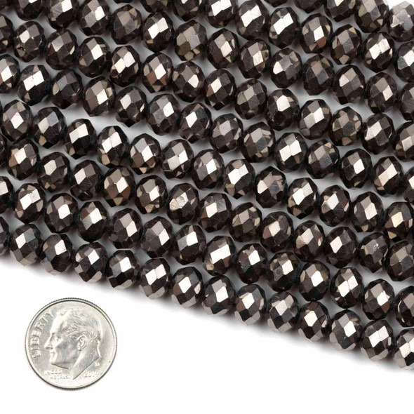 Cherry Tree Beads Crystal Beads - approx. 6x8mm Opaque Dark Bronze Faceted Rondelles, 15 inch strand 