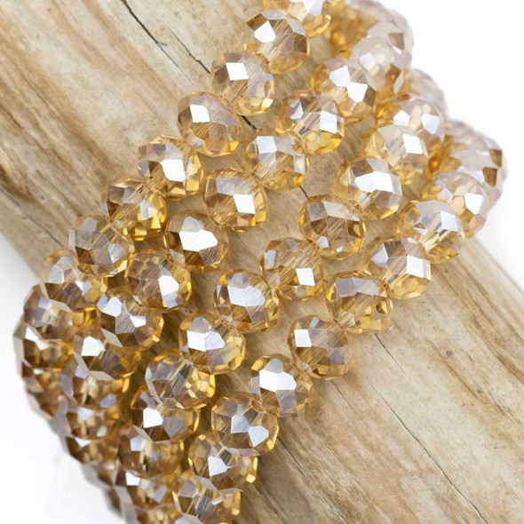 Cherry Tree Beads Crystal Beads - approx. 6x8mm Champagne Faceted Rondelles, 15 inch strand 