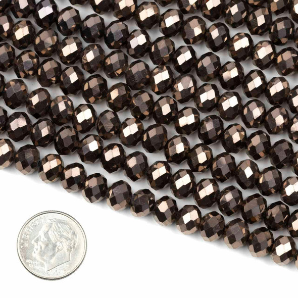 Cherry Tree Beads Crystal Beads - approx. 6x8mm Opaque Dark Copper Faceted Rondelles, 15 inch strand 
